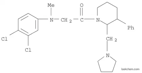 Molecular Structure of 1044235-93-9 (Ethanone, 2-[(3,4-dichlorophenyl)methylamino]-1-[3-phenyl-2-(1-pyrrolidinylmethyl)-1-piperidinyl]-)